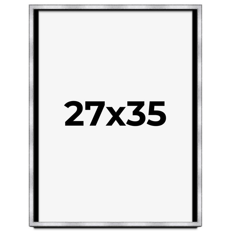 27x35 Shadow Box Frame Silver | 1.375 Inches Deep Real Wood