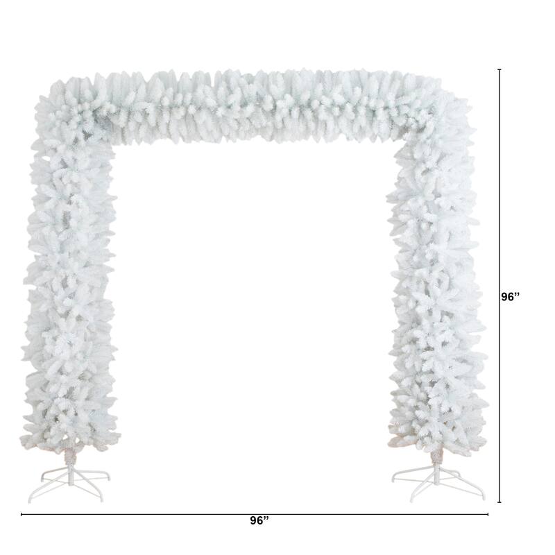 8-ft Artificial Holiday White Christmas Pine Archway - Green