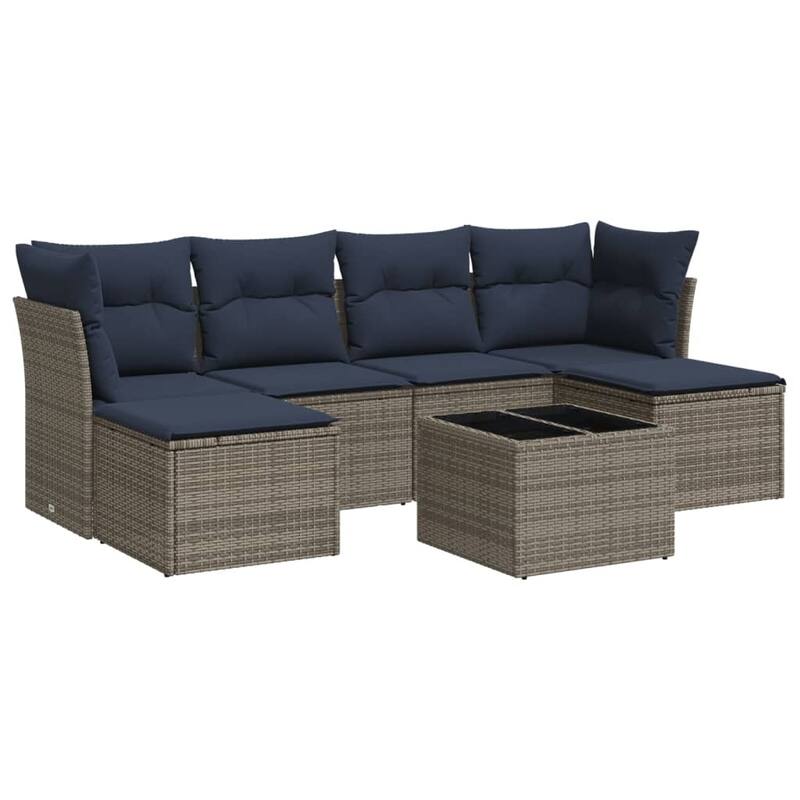 vidaXL 6/7 Piece Patio Sofa Set with Cushions Black/Brown/Gray Poly Rattan