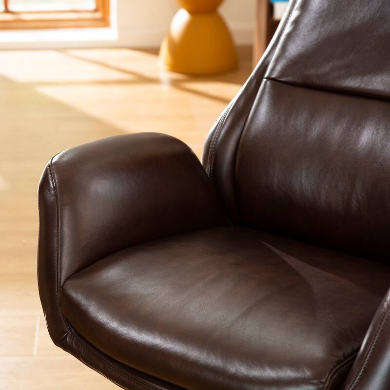 Glitzhome 48-inch Mid-century Adjustable Swivel Faux Leather Office Chair