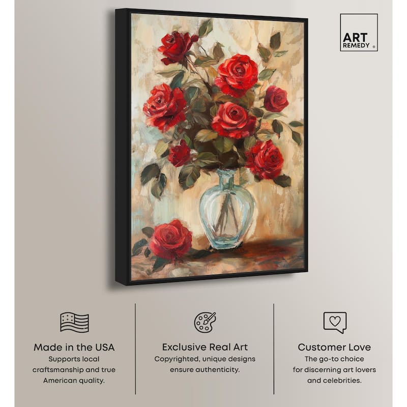 Ruby Roses in Riad Glass Canvas by Art Remedy