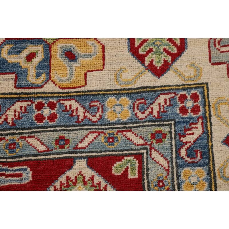 Red Traditional Kazak Oriental Area Rug Hand-Knotted Wool Carpet - 6'7" x 9'8"