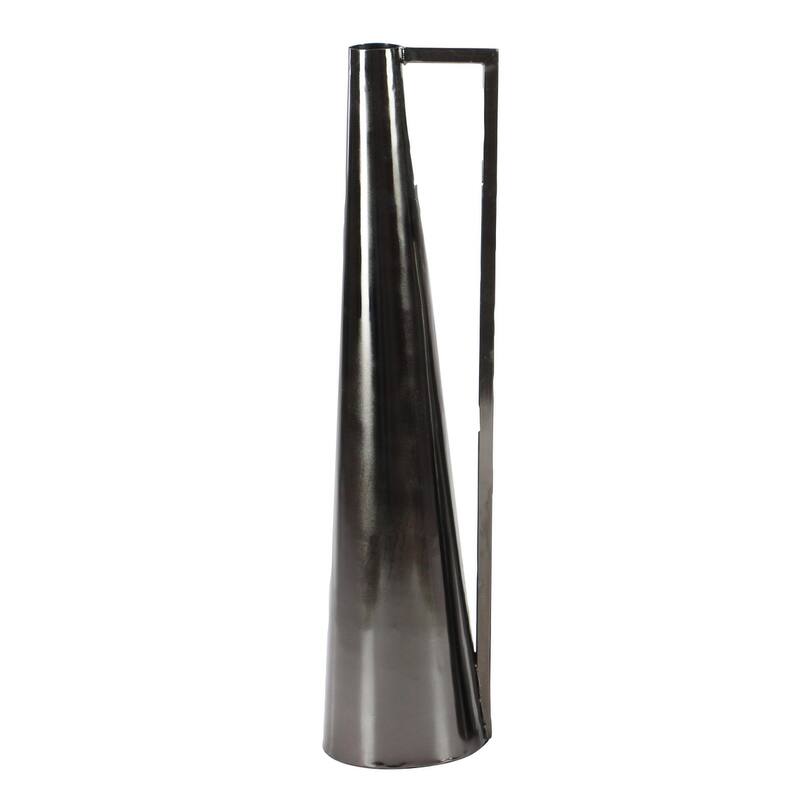 CosmoLiving by Cosmopolitan Metal Slim and Cone Geometric Vase with Handles (Set of 2) - Gold, Silver, Dark Gray, White, Black