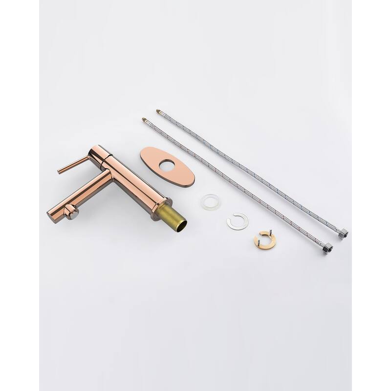 Single Handle Bathroom Faucet with Deck For 1 or 3 Holes,Laundry Vanity Sink Faucet with Two 9/16" Hoses