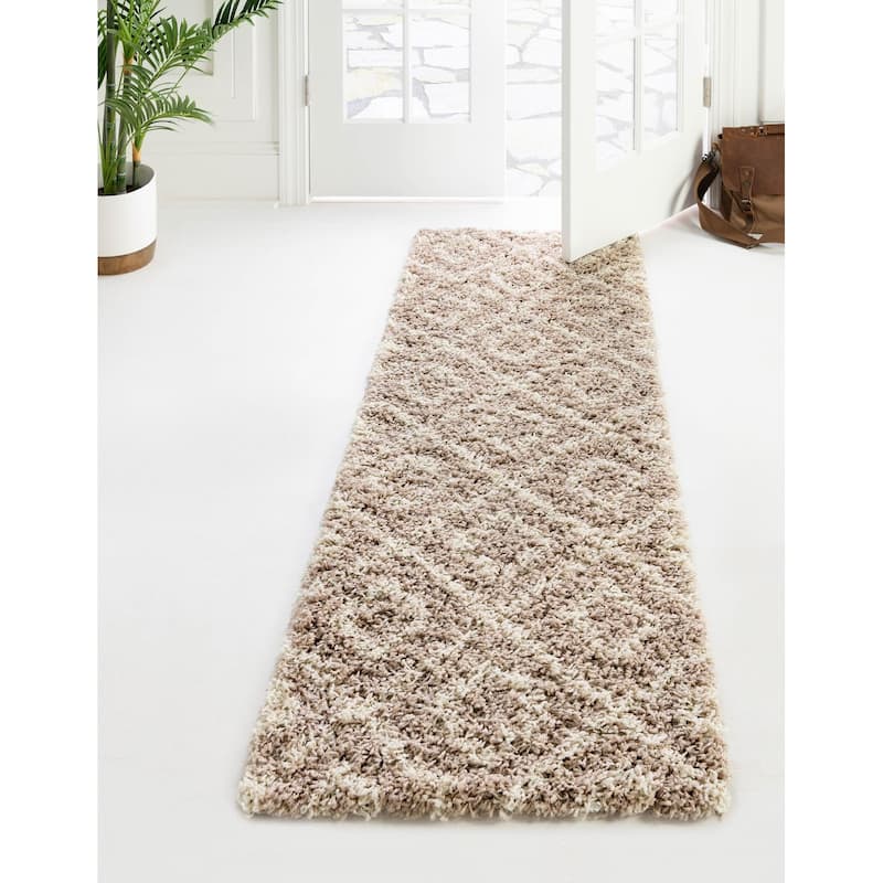 Shag Olido Collection Area Rug - 2'x5' - Light Brown