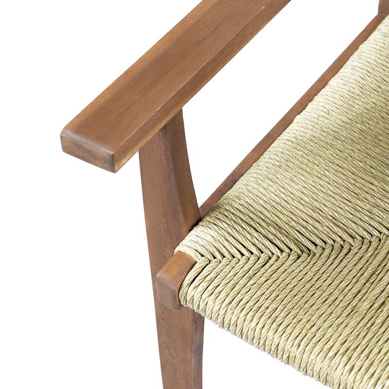 Christopher Knight Home - Outdoor Acacia Wood Dining Chair with Handwoven Wicker Seat (Set of 2)