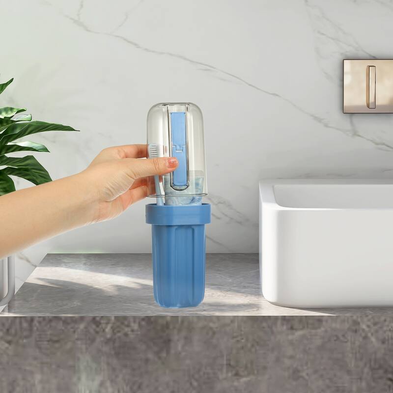 Toothbrush Travel Case, Plastic, Lightweight Traveling Toothbrush Holders Case, 2.99"x2.83"x8.27" - Blue