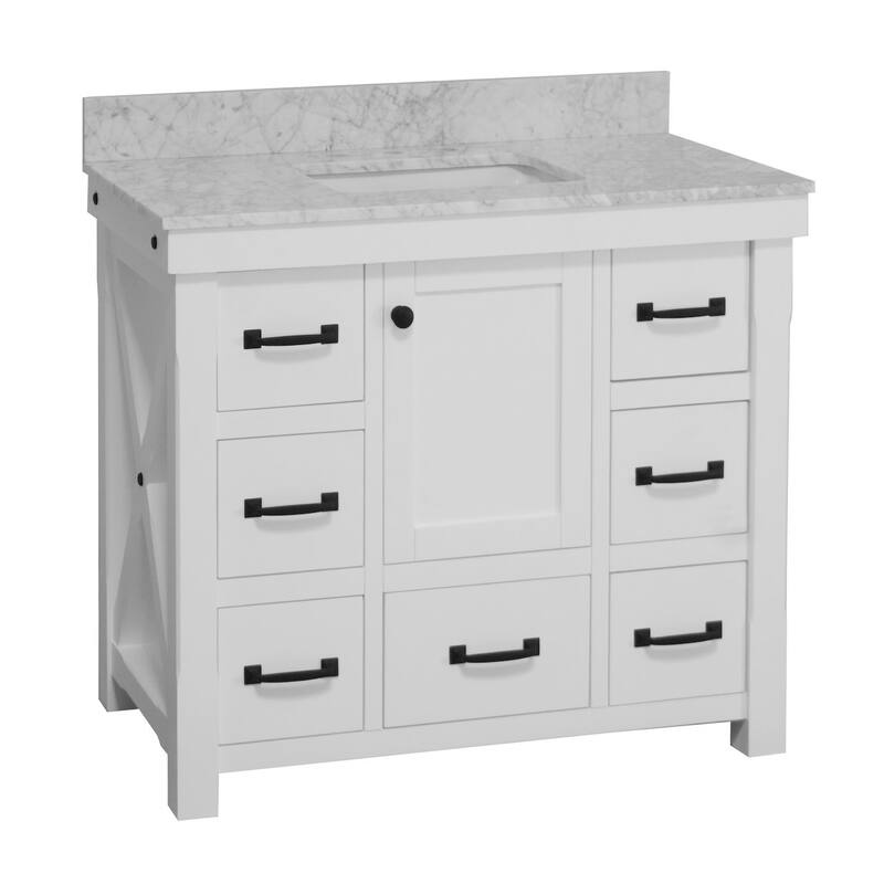 KitchenBathCollection Tuscany 42" Bathroom Vanity with Carrara Marble Top