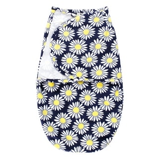 Hudson Baby Infant Girl Plush Faux Fur Swaddle Wrap, Navy Daisy, 0-3 Months - Navy Daisy - 0-3 Months