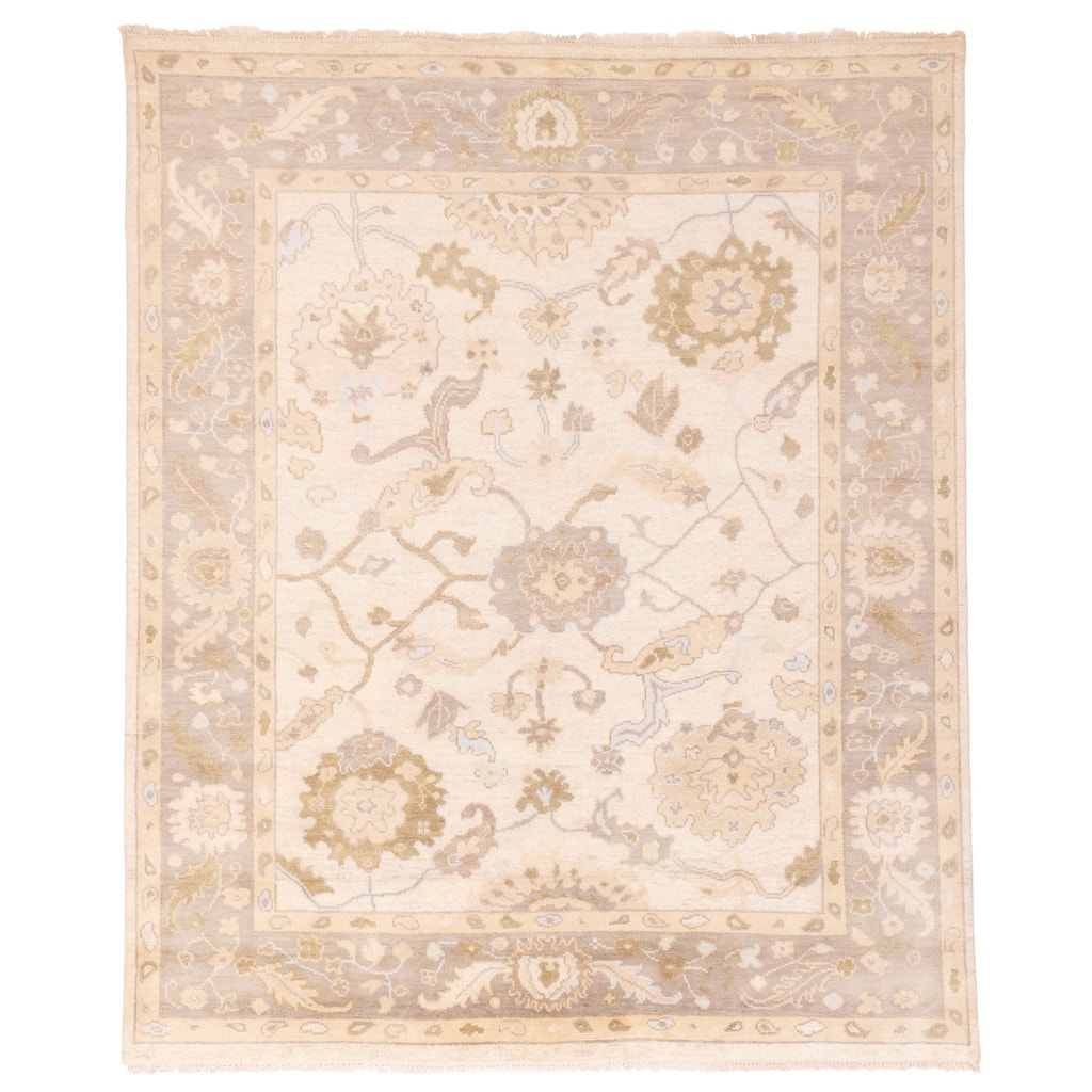 ECARPETGALLERY Hand-knotted Royal Oushak Ivory Wool Rug - 7'11 x 10'0