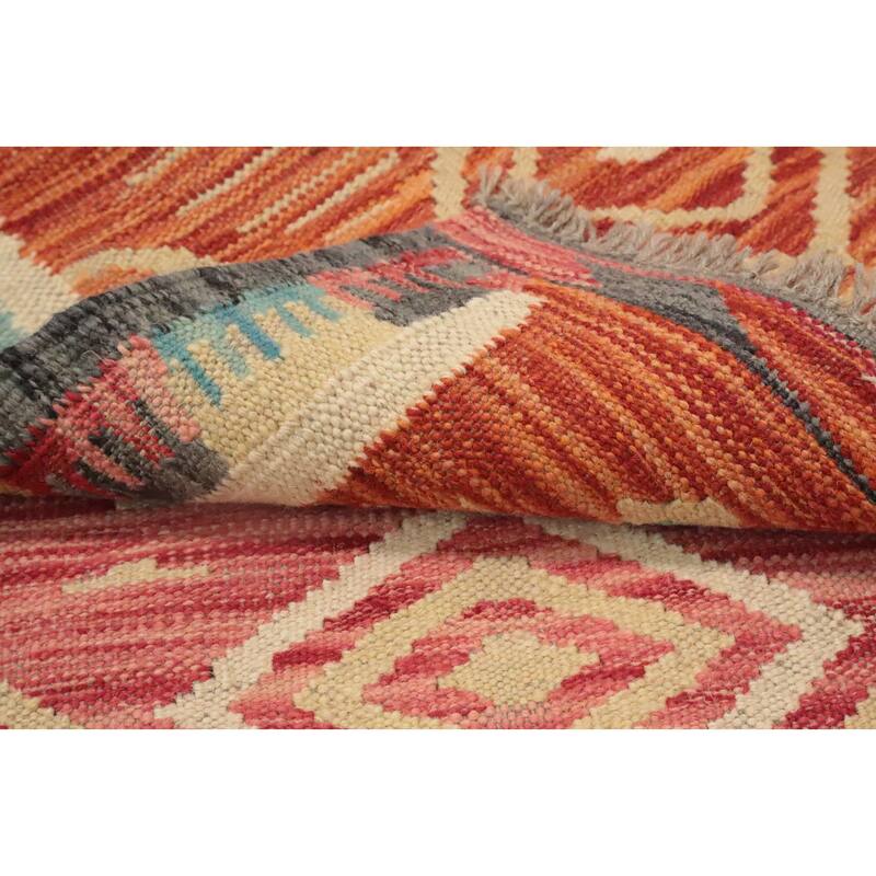 Hand Woven Oriental 100% Wool Carpet Southwestern Tribal Multi-Colored Kilim Runner Rug - 5' 9'' X 2' 0''