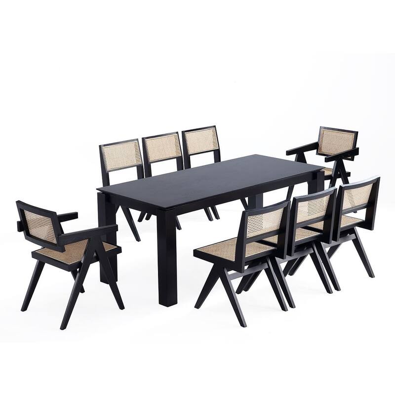 Manhattan Comfort Rockaway Hamlet Modern 70.86 Solid Wood Dining Set