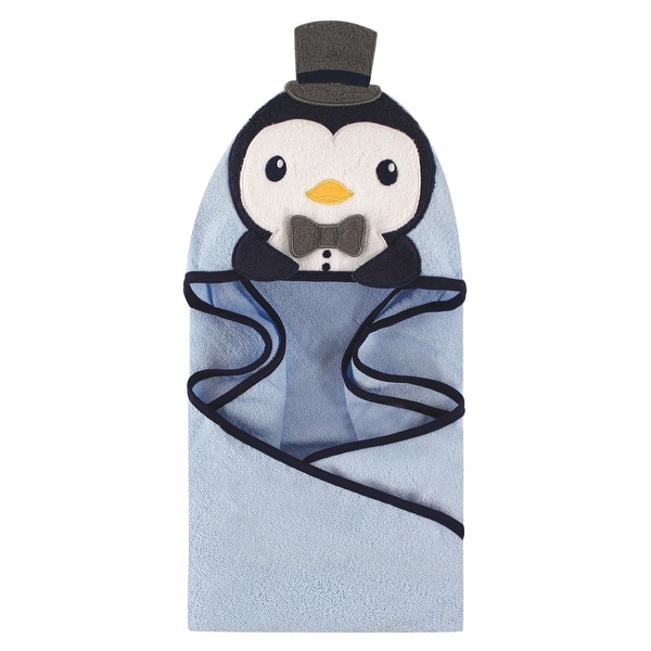 slide 1 of 1, Hudson Baby Infant Boy Cotton Animal Face Hooded Towel, Mr Penguin, One Size - Mr Penguin - One Size One Size - Mr Penguin