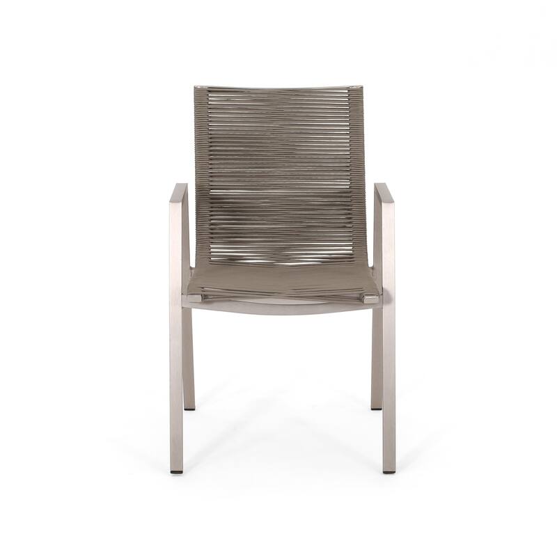 Roomfitters Outdoor Modern Aluminum Dining Chair with Stylish Rope Seat, Set of 2, Durable and Comfortable Design