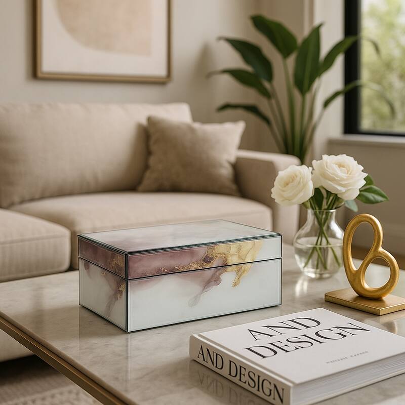 Wood Abstract Finish Lidded Storage Box