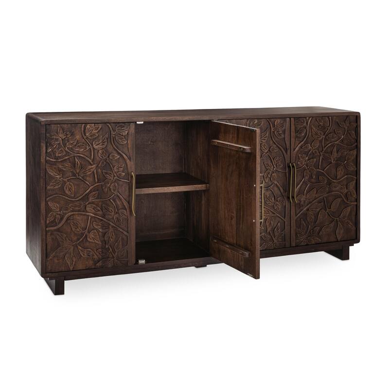 Classic Home Albero 4-Door Mango Wood Sideboard Buffet