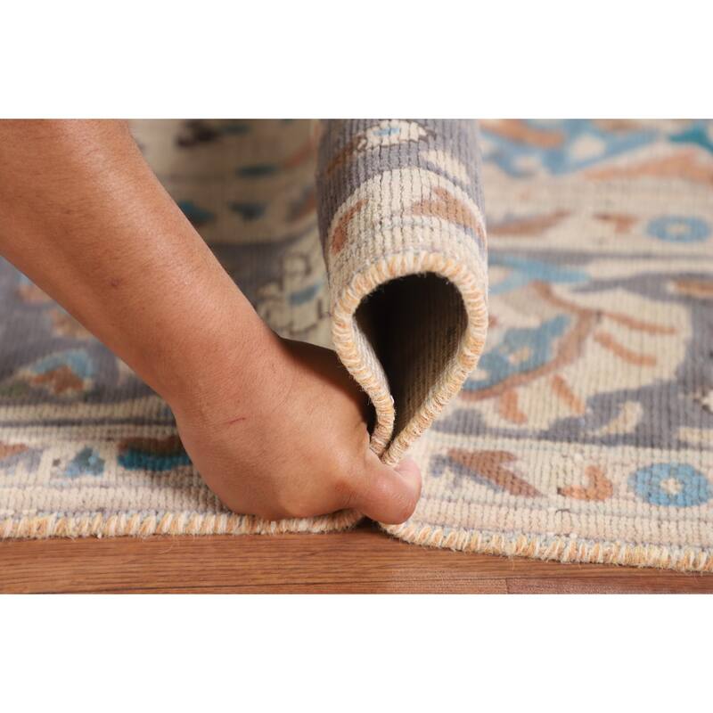 Ivory Floral Tabriz Persian Vintage Rug Handmade Wool Carpet - 6'4"x 9'6"