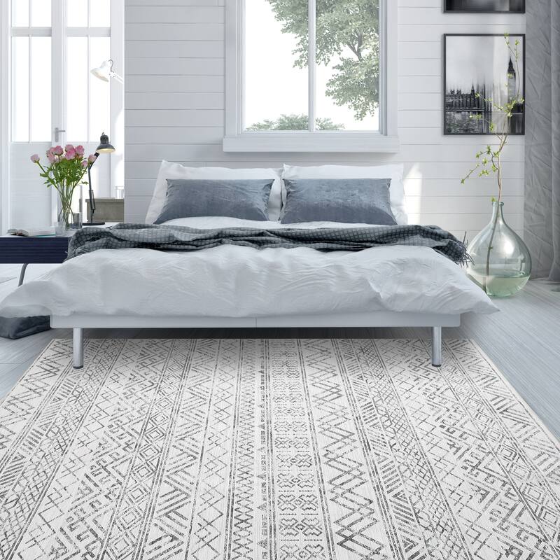 Garvee Boho Area Rug Moroccan Accent Rugs Geometric Distressed Carpet