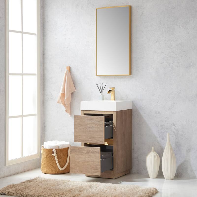 Huesca 18" Single Sink Bath Vanity with White Sink Top and Mirror