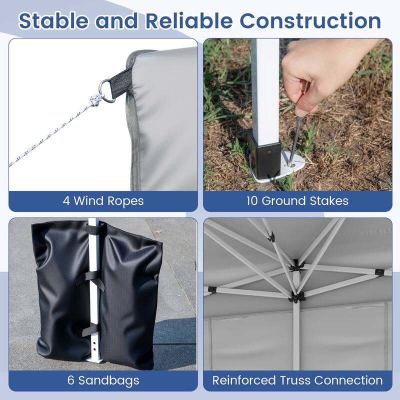 Gymax 10 X 20 FT Pop up Canopy Tent w/ 6 Sidewalls Wheeled Bag 6