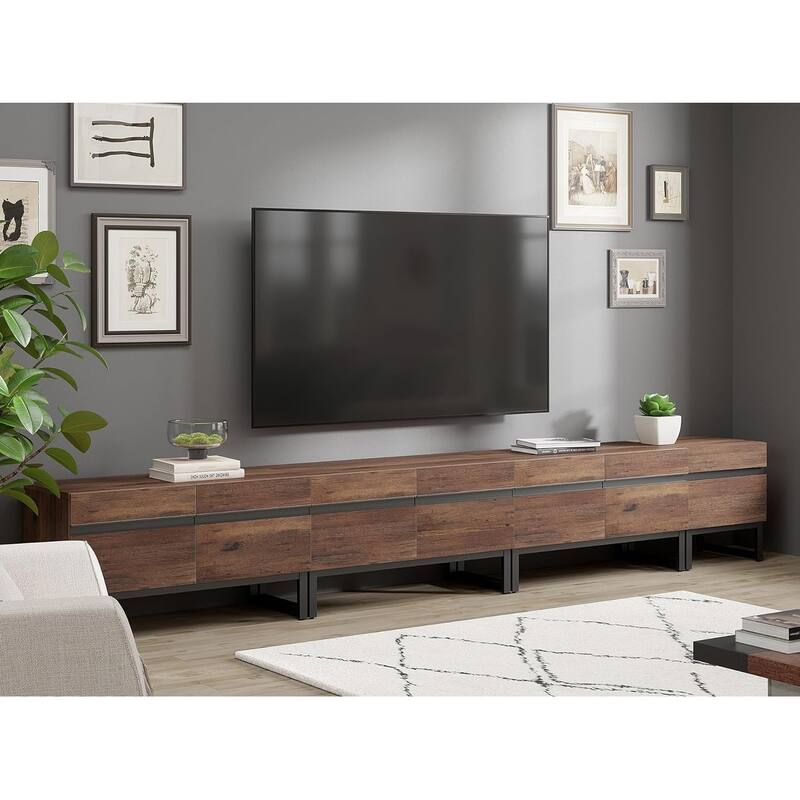 WAMPAT Modern TV Stand for TVs up to 50 inch TV, 2 in 1 Entertainment Center TV Console with Storage Cabinets and Metal Base