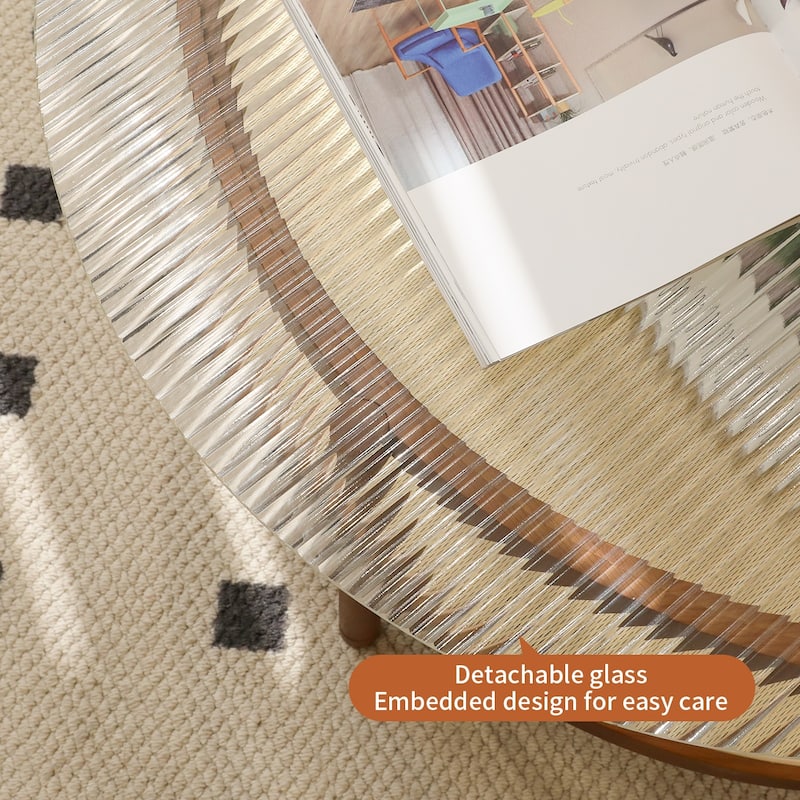 Modern Coffee Table Set Farmhouse Nesting Round Coffee Tables with 2 Tiers Storage, for Living Room - 1 Item, Large Table