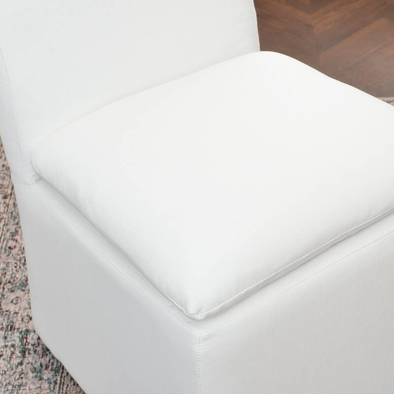 KINWELL 21" Performance Fabric Upholstered Dining Side Chair with Casters (Set of 2)