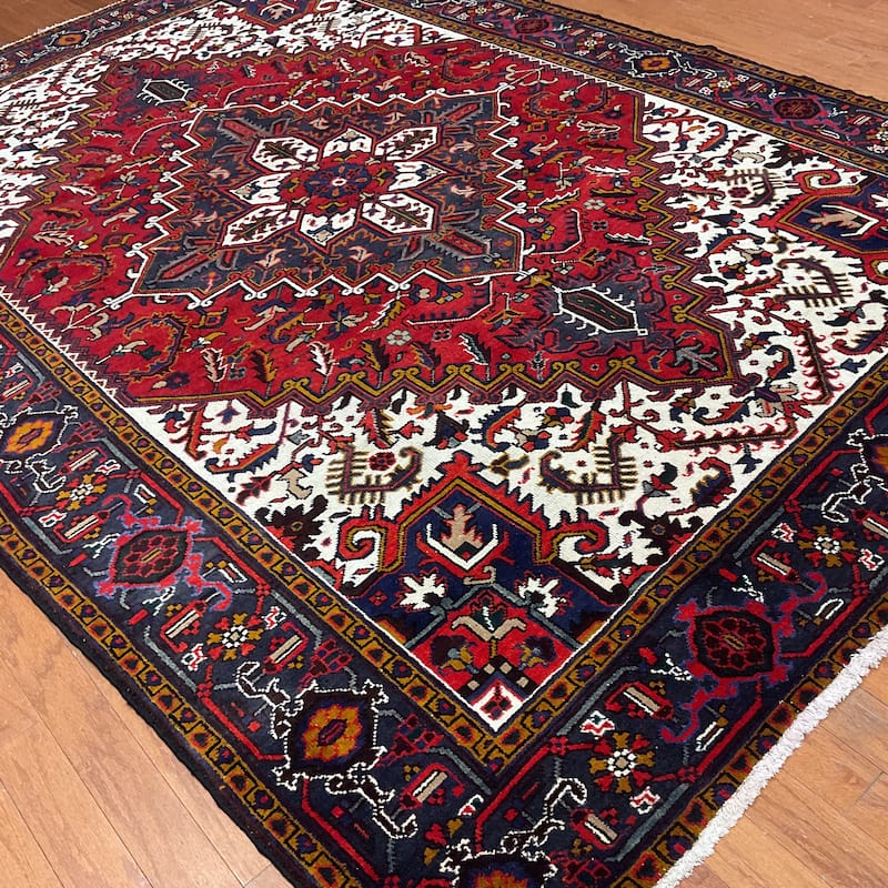 HERAT ORIENTAL Handmade Fine Persian Heriz Wool Rug - 6'8" x 9'8"