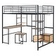 preview thumbnail 3 of 38, Full Size Metal Loft Bed with Bulit-in Desk and Stool, Heavy Duty Loft Bedframe with Cabinet and Open Storage Shelves for Kids