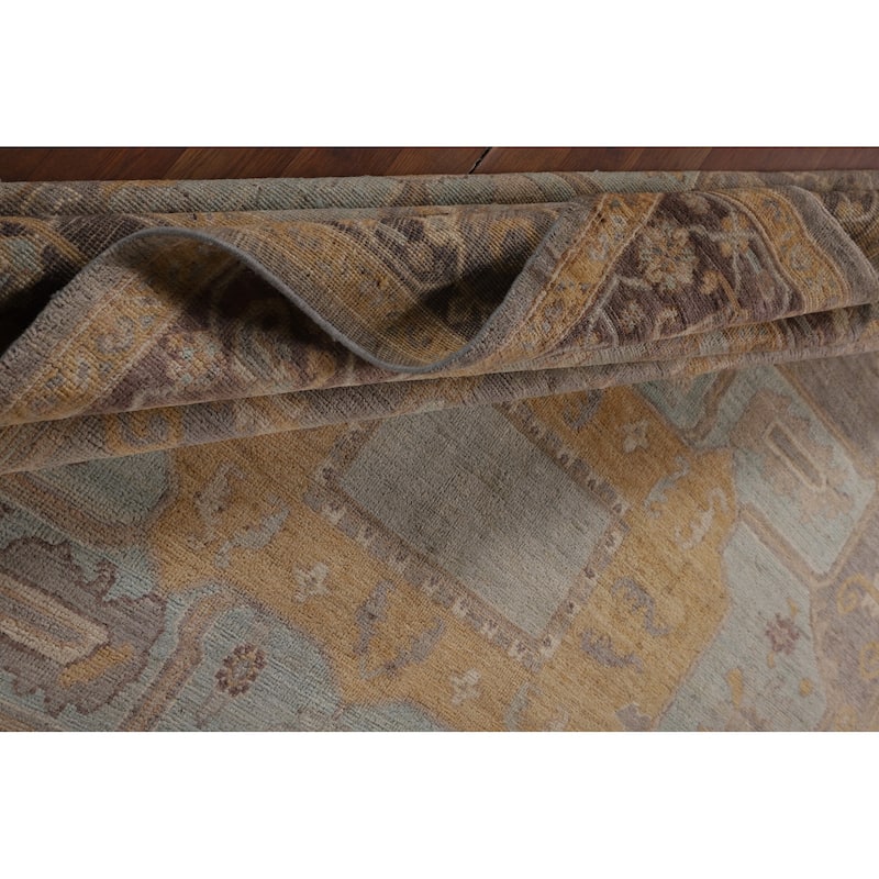 Vegetable Dye Oushak Turkish Rug Hand-Knotted Grey Wool Carpet - 8'2"x 10'1"