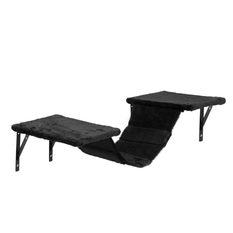 Cat Wall Shelves, Wall-Mounted Cat Climber Set of 5, Floating Cat Perches, Cat Furniture - Black