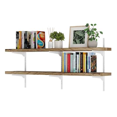 Wallniture Turin 54" Floating Adjustable Shelf, Wall Mounted Shelves with Tier Options, Living Room Shelves, Rustic & Boho Decor