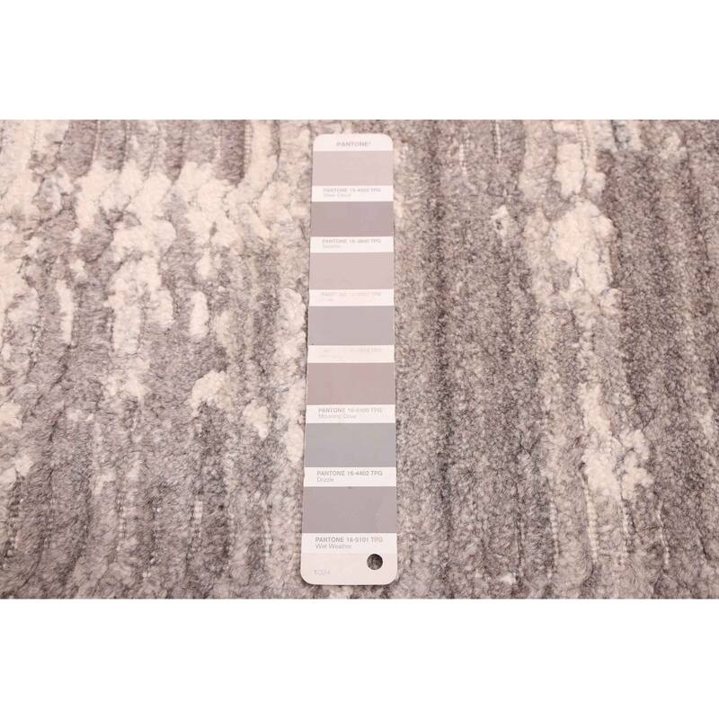 ECARPETGALLERY Hand Loomed Elysian Dark Grey Wool Rug - 6'0 x 6'0