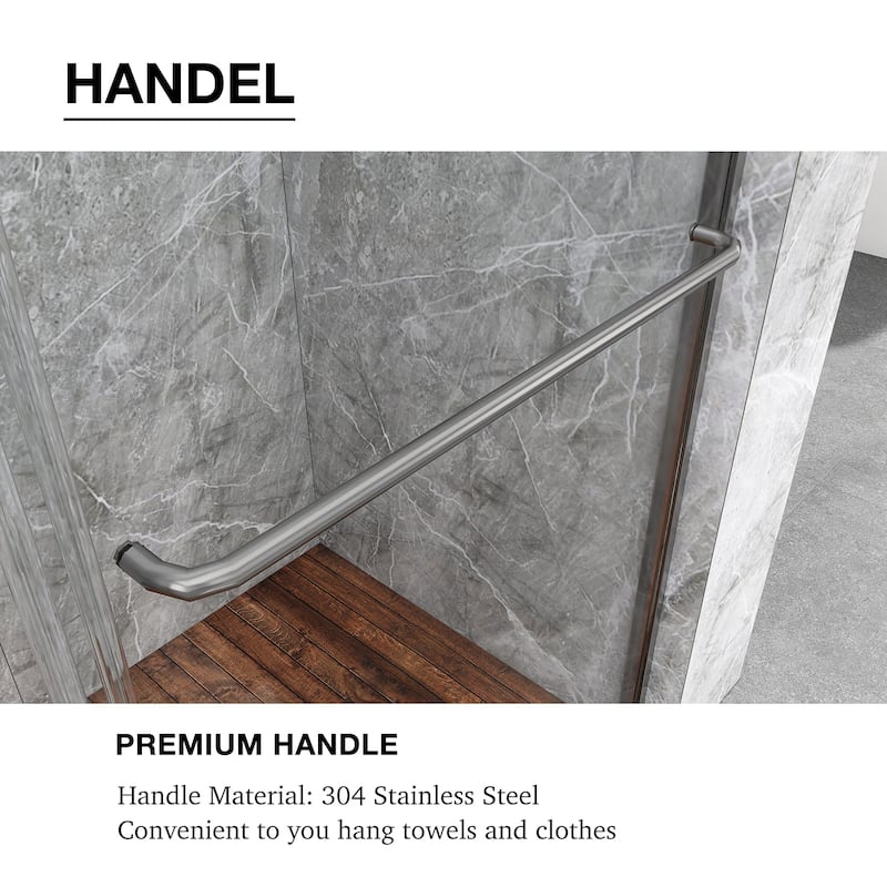 48/54/60 Inch Double Sliding Framed Shower Door with Clear Tempered Glass