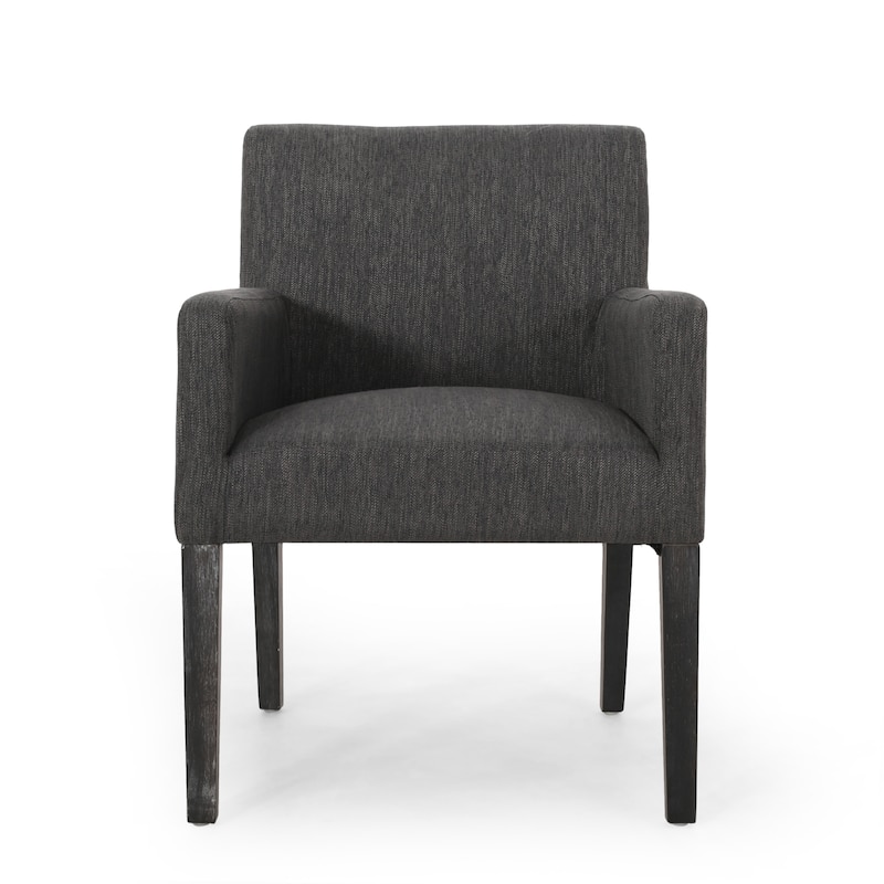 Roomfitters Upholstered Accent Armchair with Wooden Legs, Modern Single Lounge Chair for Living Room or Bedroom, Charcoal