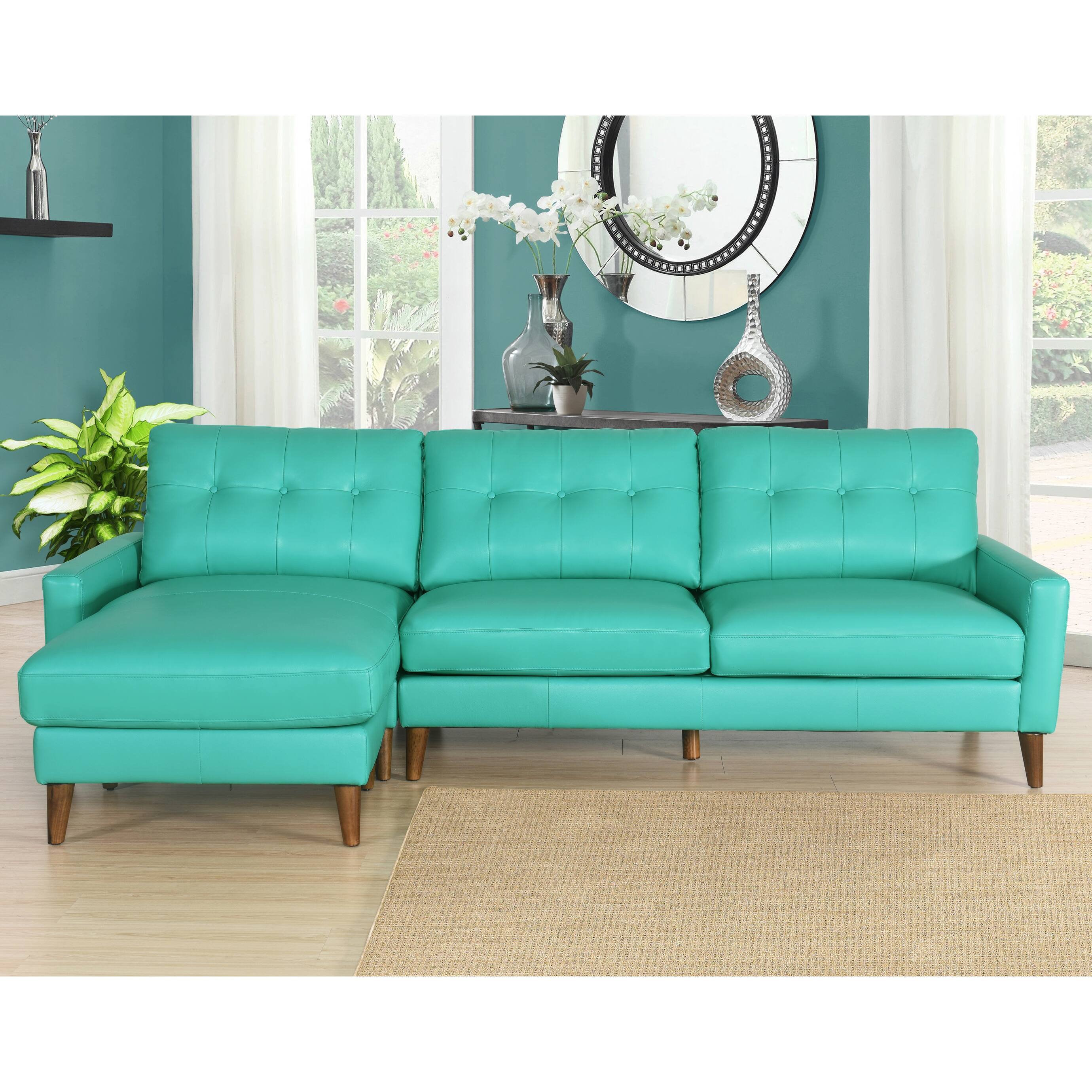 Abbyson Wright Mid Century Top Grain Leather Sectional Sofa Overstock 18115434 Provide ample seating with sectional sofas. abbyson wright mid century top grain leather sectional sofa