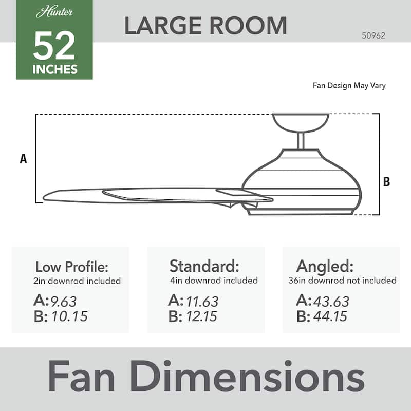 Hunter 52" Mosley Outdoor Ceiling Fan and Wall Control, Damp Rated - Industrial, Modern, Transitional