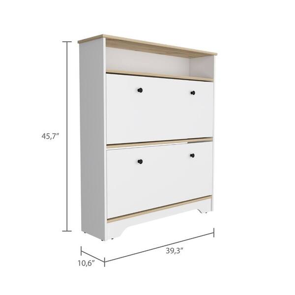 FM Furniture Brandford Shoe Rack with 2 Concealed Shelves and Open ...