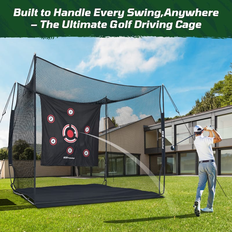 10'x8'x6' Heavy-Duty Golf Practice Net with Frame Golf Driving Cage - 8' x 10'