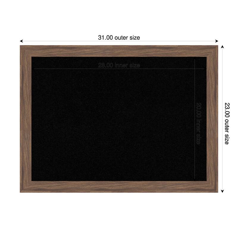 Pia Medium Brown Narrow Framed Cork Board - Bulletin Board, Organization Board, Pin Board - Black - 31 x 23 in