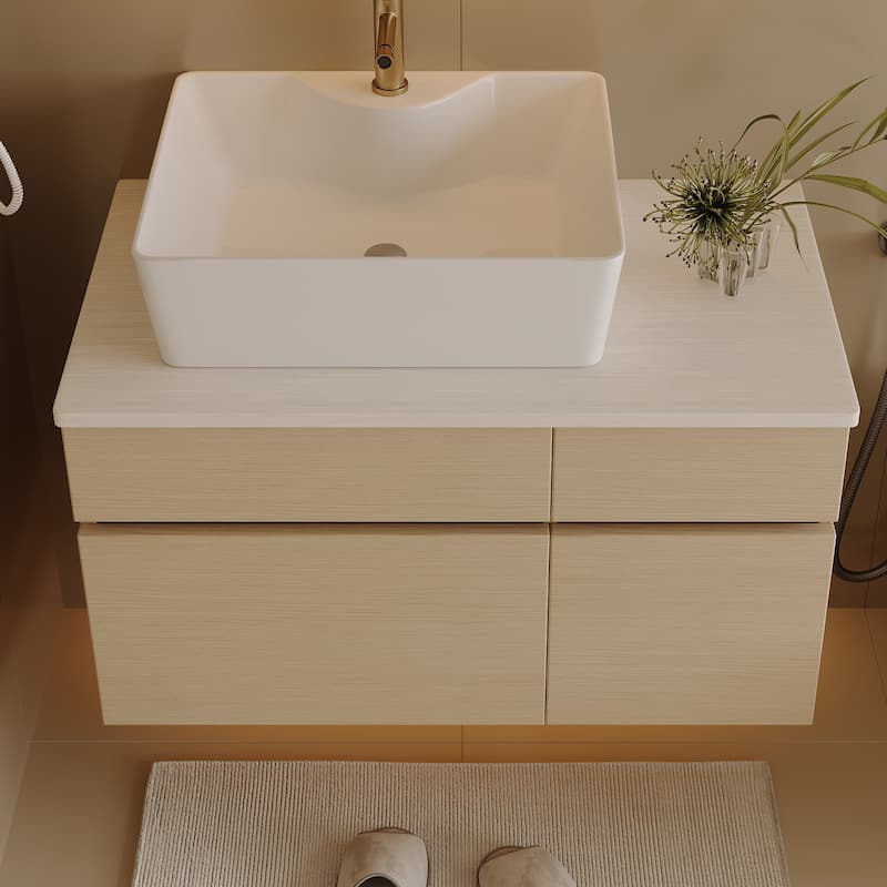31.5" Floating Single Bathroom Vanity with Sink, Small Space-Saving Vanity for Compact Bathrooms