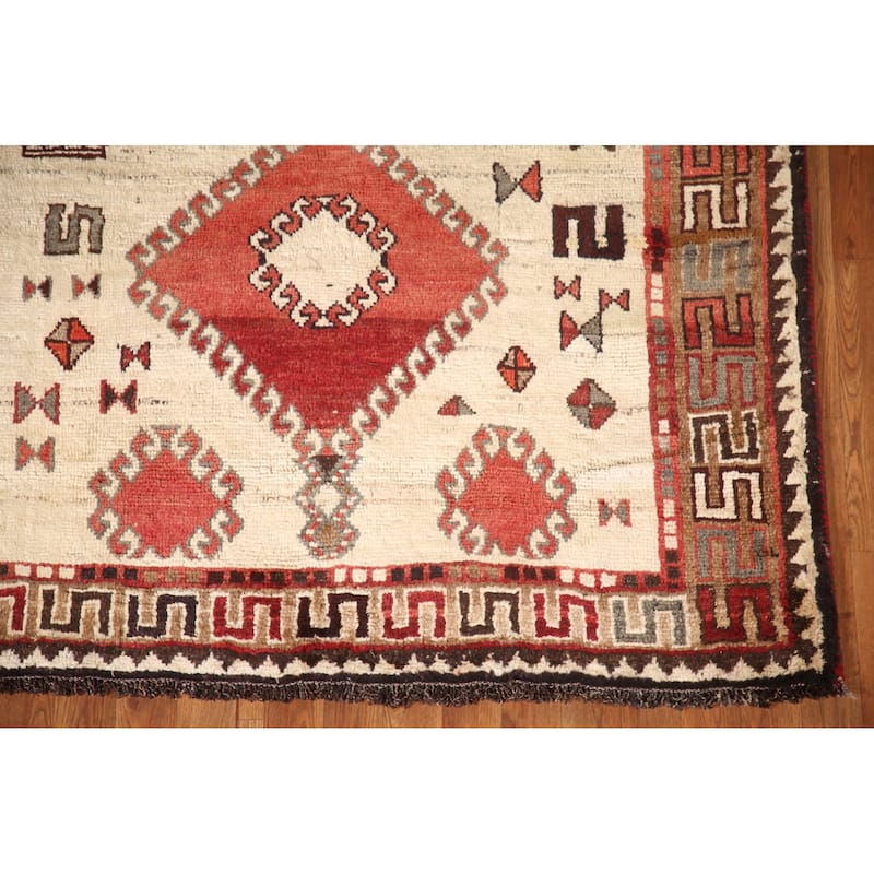 Tribal Qashqai Persian Vintage Area Rug Hand-knotted Wool Carpet - 4'10"x 8'1"