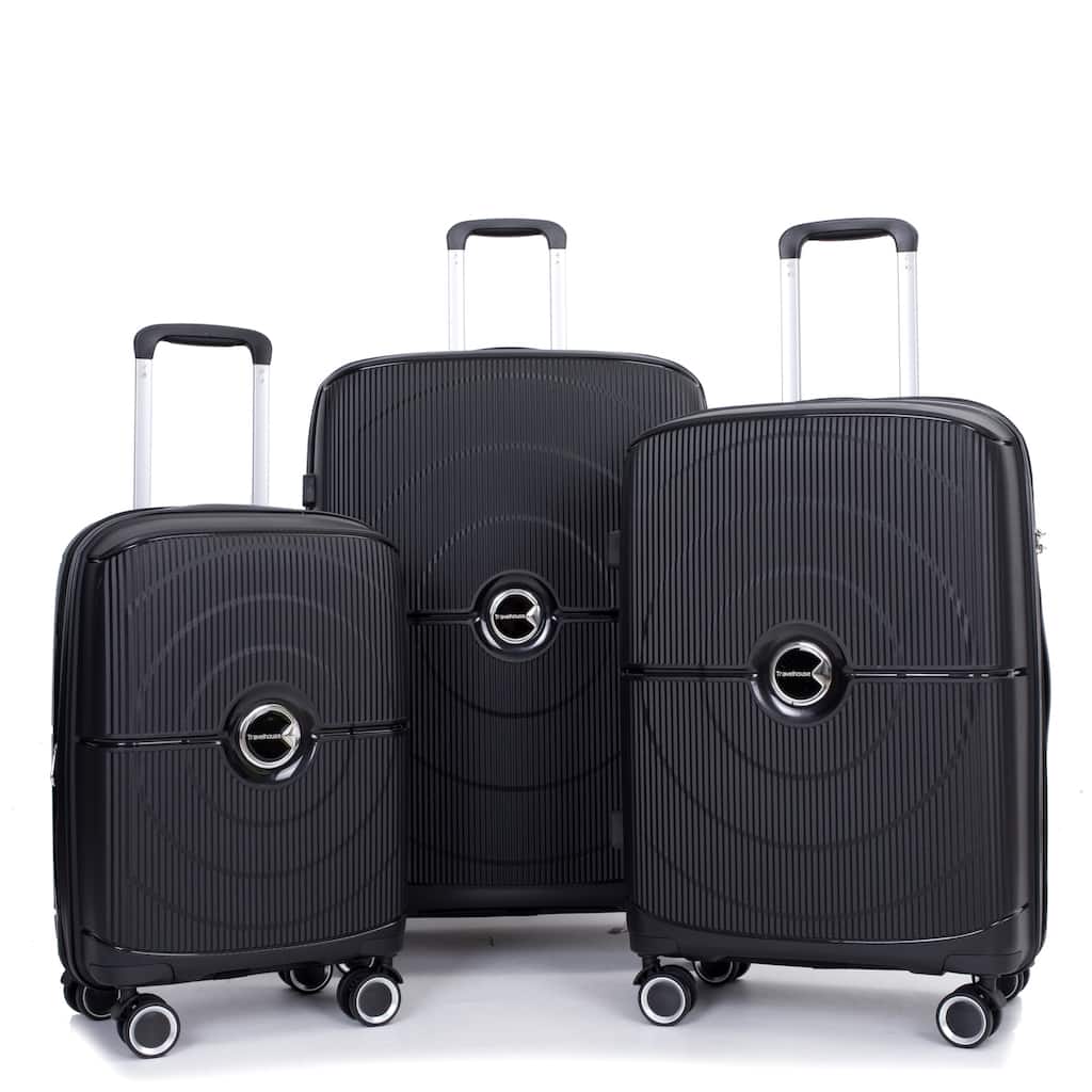 Expandable Hardshell Suitcase Double Spinner Wheels PP Luggage Sets 3-Piece Set (20/24/28)