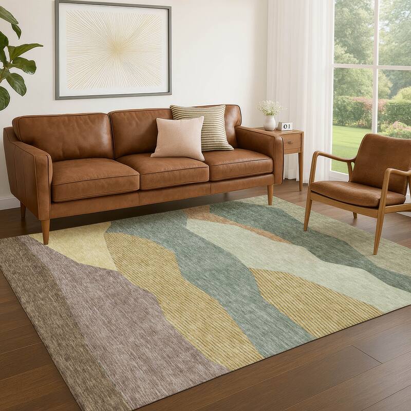 Machine Washable Indoor/ Outdoor Modern Dacono Chantille Rug