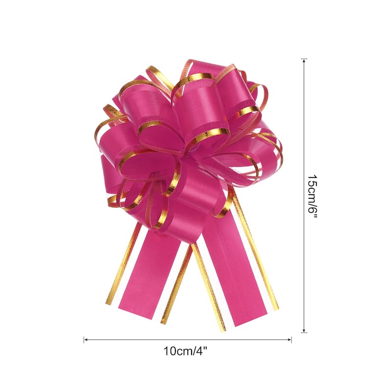 5pcs Large Big Pull Bow Gift Wrapping Bows Ribbon for Christmas - Rose Red - 4 Inch