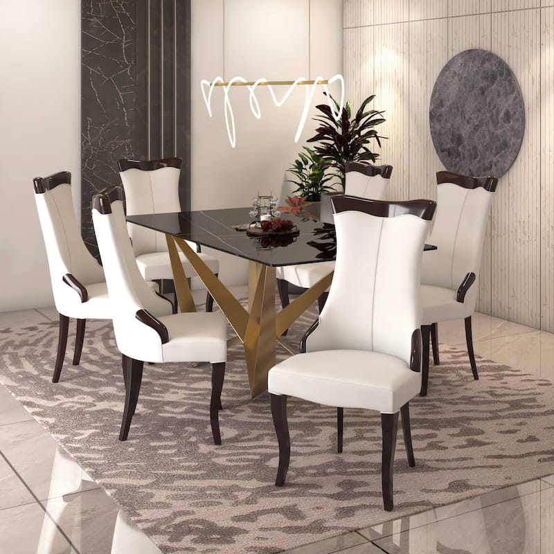 Novara Dining Chair with High-Back Design and Rubberwood Legs Set of 2