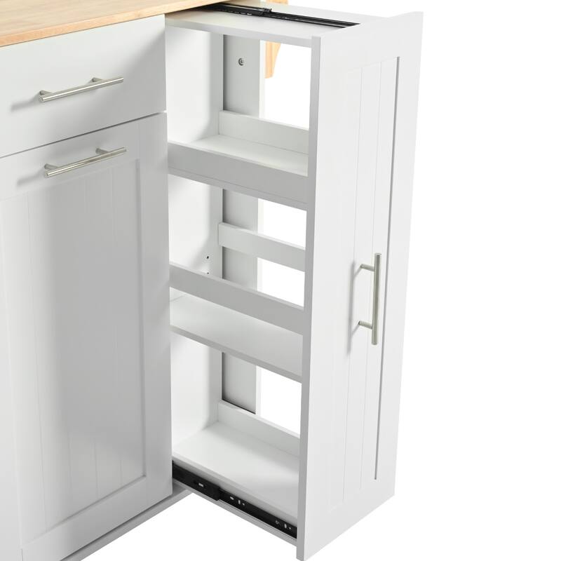 46'' Kitchen Island with Drop Leaf, 3 Tier Pull Out Cabinet Organizer, Towel Rack and 2 Drawers - 46'' x 29.5'' x 37''