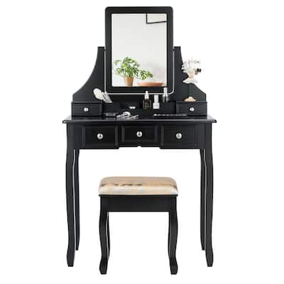 5 Drawers Removable Box Makeup Dressing Vanity Set - 31.5" x 16" x 55" (L x W x H)