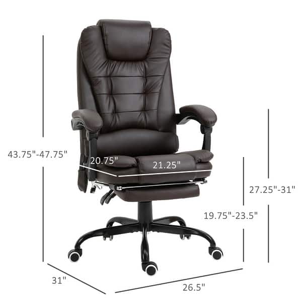 dimension image slide 8 of 9, Vinsetto 7-Point Massage Office Chair High Back Executive Recliner