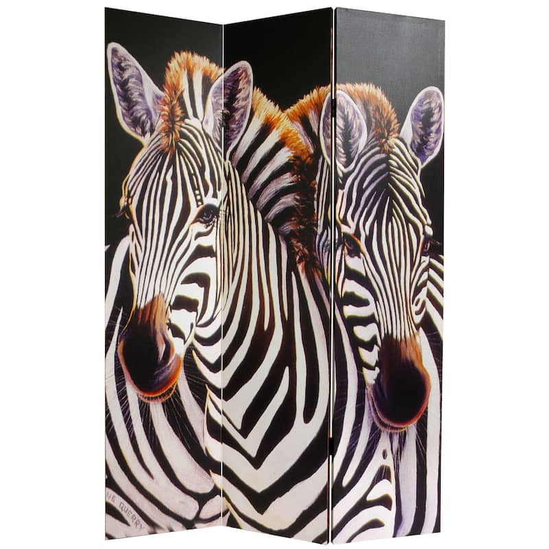 Handmade Canvas Double-sided Elephant/ Zebra Room Divider (China)